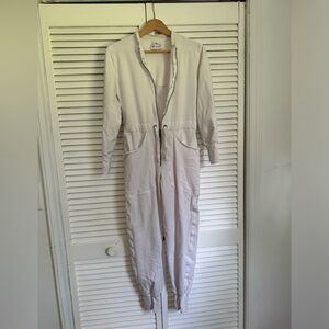 Rivet Utility White Sweatpants Jumpsuit